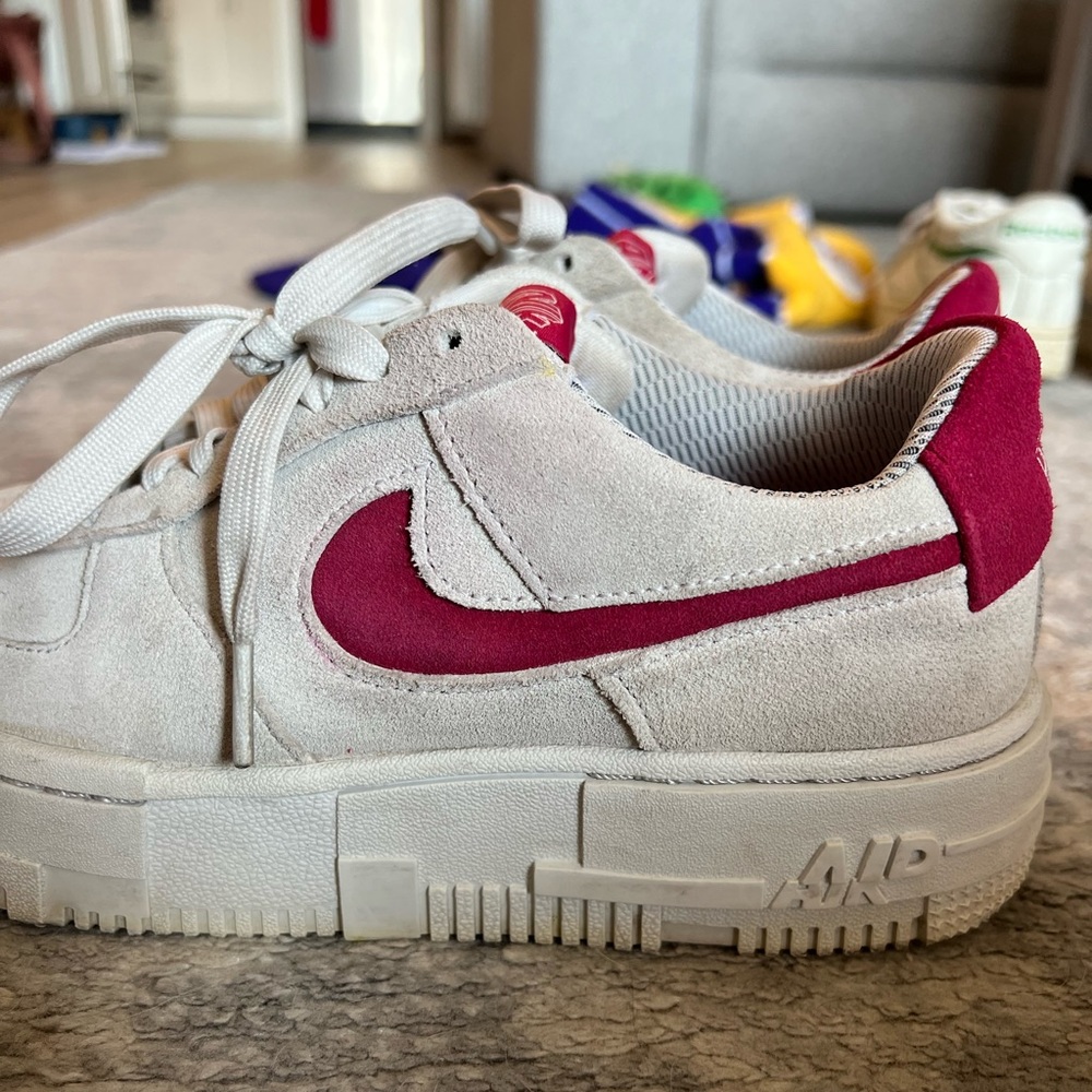 Nike AirForce 1 red suede shoes